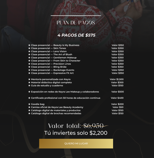 Certified Beauty Program - PLAN DE 4 PAGOS - DEPÓSITO INICIAL
